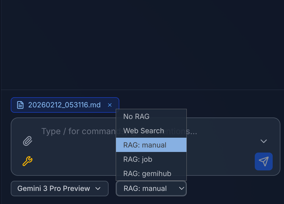 RAG and Web Search selector